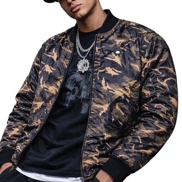 Ecko Unltd Camo Bomber Jacket Men's Small size Polyester Full Zip Streetwear Y2K - Picture 1 of 16
